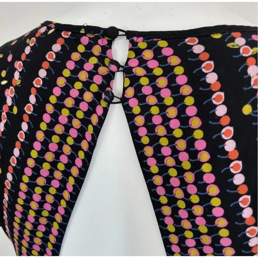 Free People Coryn Dress Size 2 XS Black Cherry Print Open Back Fit Flare V-Neck - Picture 7 of 12